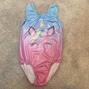 Unicorn Kids One Piece Leotard/Swimsuit - Blue and Pink